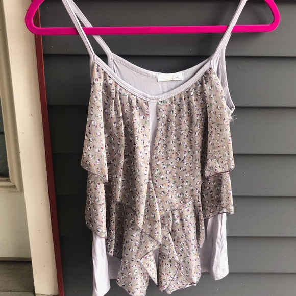 Lush Tops - LUSH gray ruffle tank top small